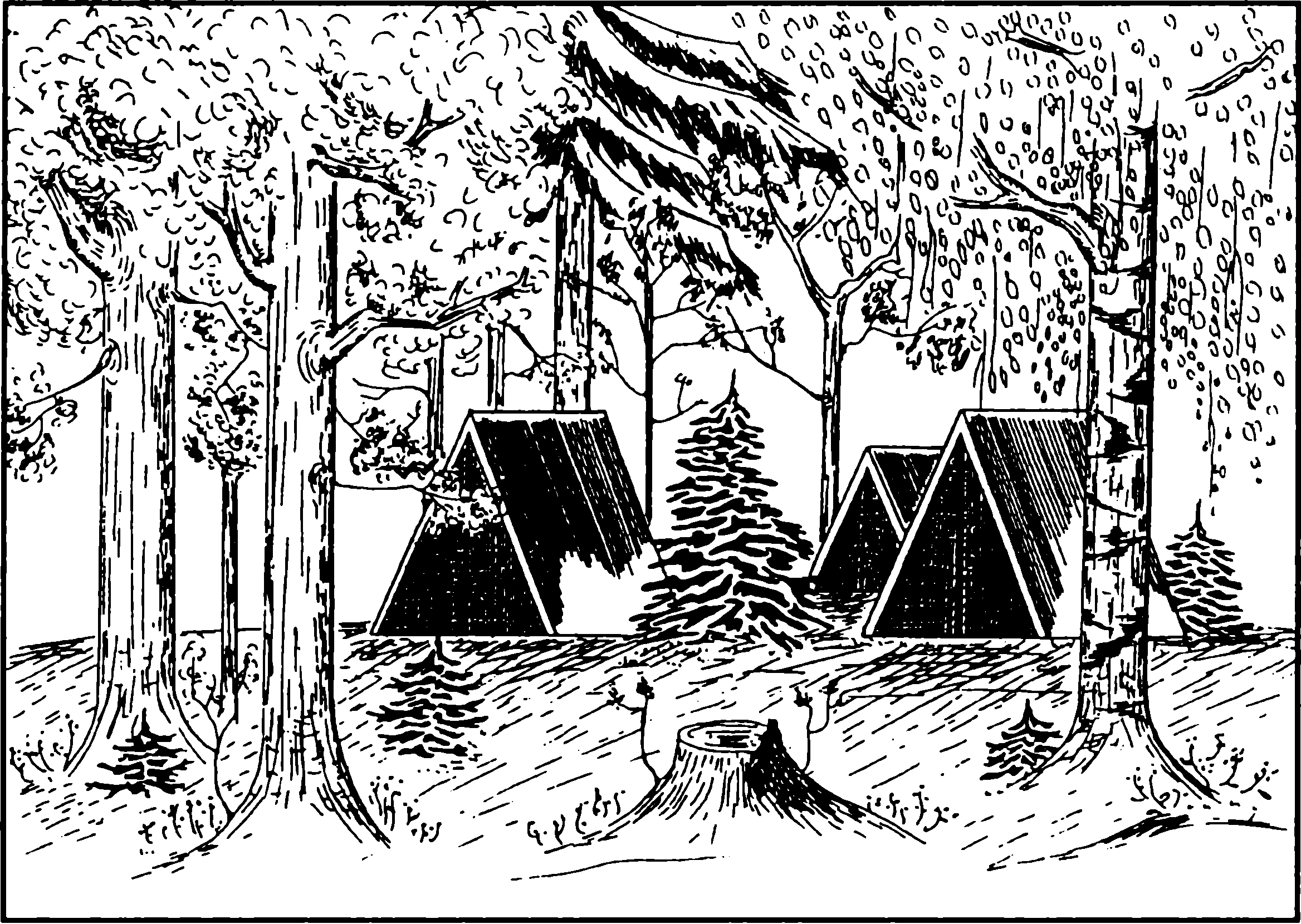Partizanų stovykla (piešė Ieva Lisaitė)
