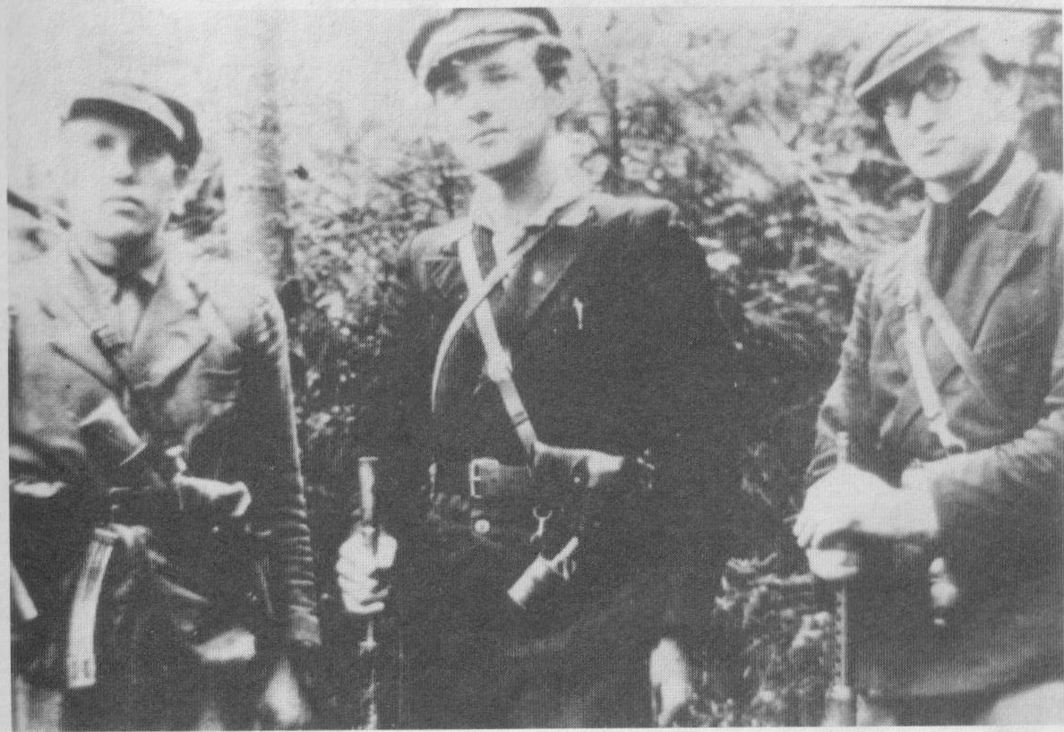 Partizanai. Iš kairės Vladas Mišeikis-Tarzanas, Bronius Liesis-Ėglis, Antanas Liesis-ldenas.